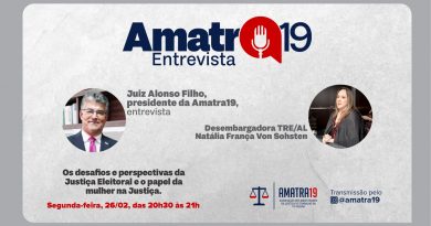 No Amatra19 Entrevista, juiz Alonso Filho recebe a desembargadora do TRE/AL Natália França Von Sohsten; assista